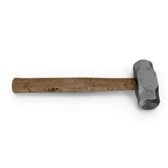 Old Sledgehammer with Wooden Handle Isolated on Transparent Background