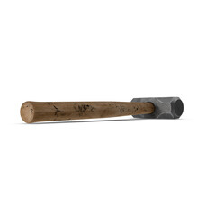 Old Sledgehammer with Wooden Handle Isolated on Transparent Background