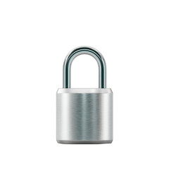 Naklejka premium A metallic padlock featuring a sleek design, isolated on white background. Ideal for concepts related to security, protection, and locking mechanisms.