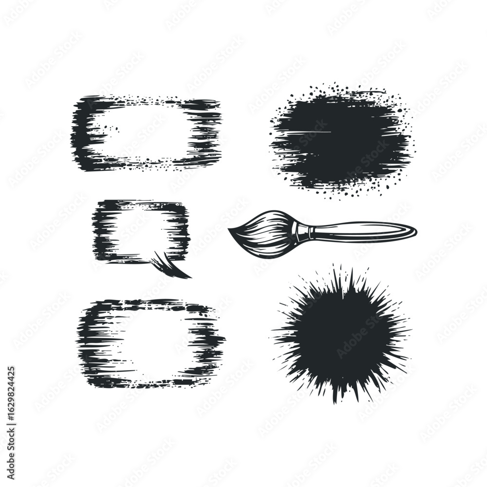 Canvas Prints brush strokes and decorative frame elements on a white background