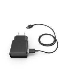 Black USB Type-C Wall Charger Isolated on Transparent Background