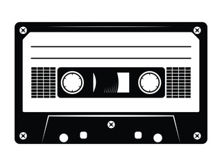 Cassette tape icon vector isolated on white background. Retro audio cassette symbol vector illustration.