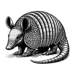 Vector of Armadillo isolated on white background. Vector illustration in sketch style