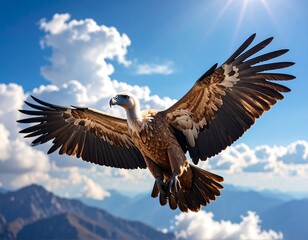 Obraz premium Bird of prey soaring above mountains