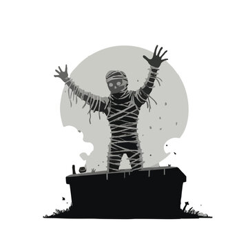 recommend clip art: Halloween themed mummy silhouette illustration 