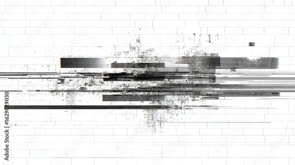 Poster disrupted reality anomaly static and distorted imagery with glitch effect on white background