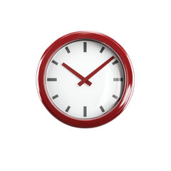 Classic Round Wall Clock with Red Frame and Minimalist Design