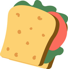 Cartoon Sandwich with Lettuce and Tomato