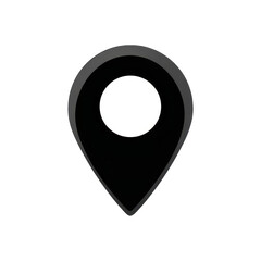 Black and White Map Pin Icon Isolated on Transparent Background