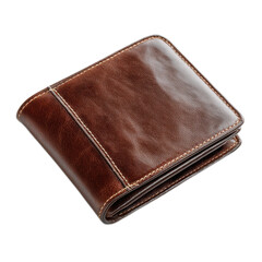 Elegant Brown Leather Wallet on White Background for Stylish Lifestyle