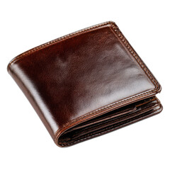 Elegant Brown Leather Wallet on White Background for Fashion Theme