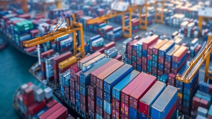 Fototapeta premium Container cargo ship, futuristic global logistics, international delivery concept