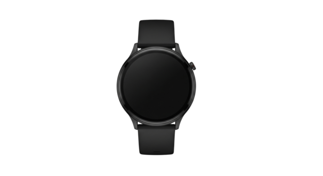 wrist smart watch mockup with black strap, png file of isolated cutout object with shadow on transparent background.
- Powered by Adobe