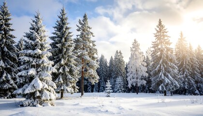 Snowy winter forest scene