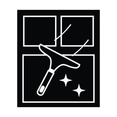 Simple silhouette icon of window washing. A conceptual symbol for cleaning services, chores, and clarity.