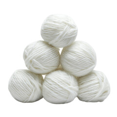 le Soft fluffy white yarn balls stack on transparent background