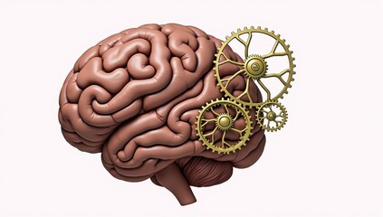 Ok Showcase the significance of critical thinking through a brain design with visible gears symbolizing mental machinery