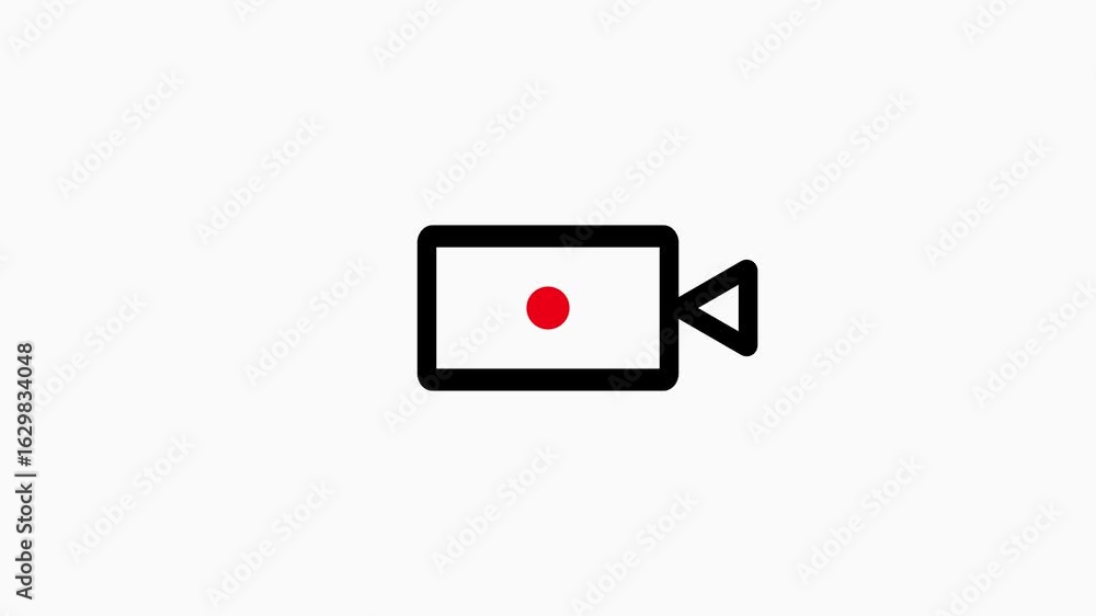Poster video recording icon animation. digital camera and mobile phone recording icon symbol. live video ic