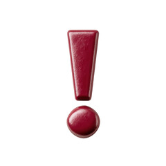 Red exclamation mark symbol on white isolated background, representing caution, attention, or importance. Ideal for graphic design or communication purposes.