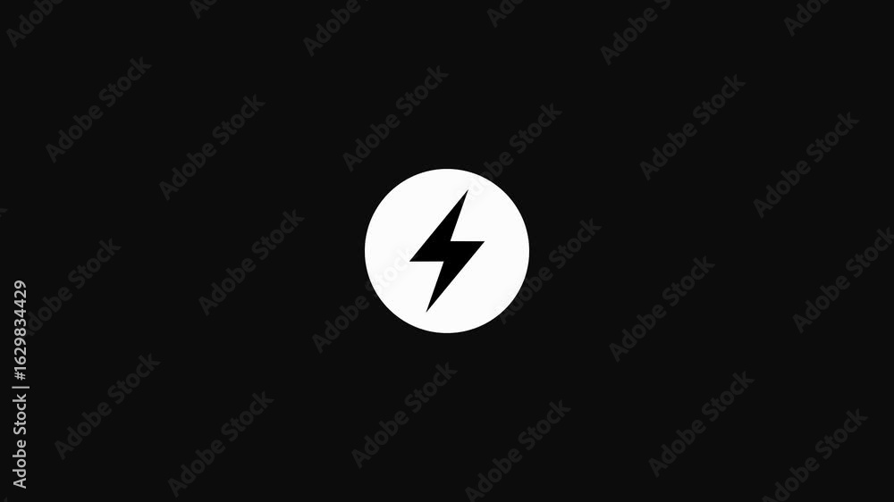 Poster white color abstract battery charging icon animation. battery charging animation with a power icon i