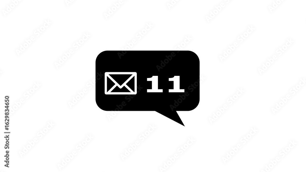 Poster black color message box animation icon conversation notice receive massage animated sign symbol. cou
