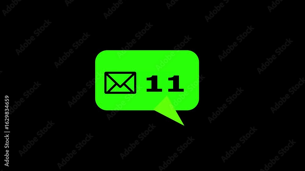 Poster green color message box animation icon conversation notice receive massage animated sign symbol. cou