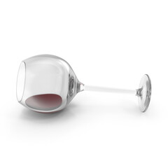 Tilted Wine Glass with Red Wine Isolated on Transparent Background