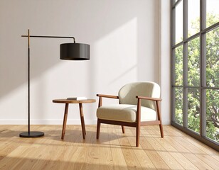 Modern minimalist corner with armchair