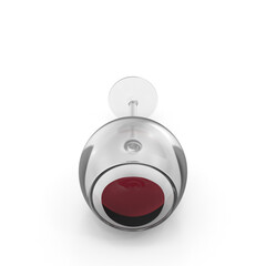 Tilted Wine Glass with Red Wine Isolated on Transparent Background