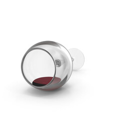 Tilted Wine Glass with Red Wine Isolated on Transparent Background