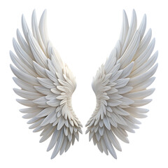 Obraz premium Soft detailed white angel wings isolated on transparent background