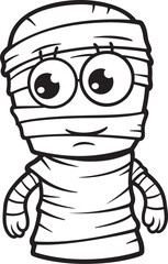 Vector Black Logo of Standing Mummy with Bandage Wrap Standing Mummy Wrapped in Cloth Bandages Vector Black Icon