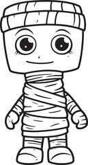 Vector Black Logo of Standing Mummy in Classic Bandage Wrap Standing Mummy Wrapped Fully in Bandages Vector Black Icon