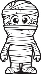 Black Vector Logo of Standing Mummy Wrapped Tightly in Bandages Standing Mummy Covered in Bandages Vector Black Logo Icon