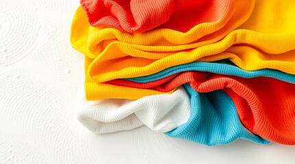 Vibrant stack of colorful microfiber cloths offers a fresh, clean aesthetic for household, automotive, or professional cleaning concepts.