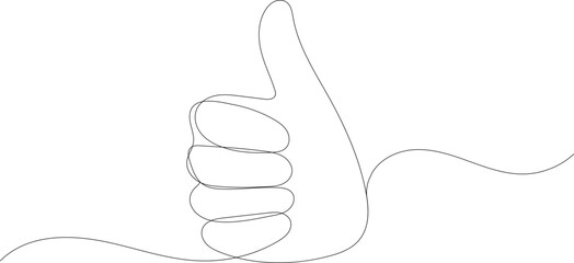 Vector art of minimalist line art of a thumb up gesture isolated on white background