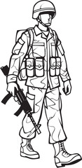Walking Soldier Armed Vector Black Logo Illustration Black Vector Logo of Soldier Walking with Weapon