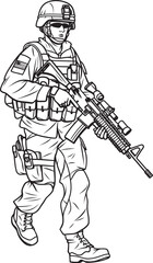 Walking Soldier Carrying Rifle Vector Black Logo Armed Soldier Marching Vector Black Logo Icon