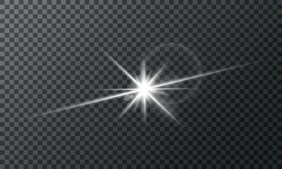 White transparent glowing light. Transparent shine gradient glitter, bright flare. vector illustration. 