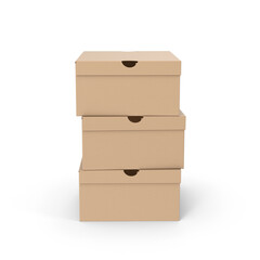 Obraz premium Stack of Cardboard Shoe Boxes Isolated on Transparent Background
