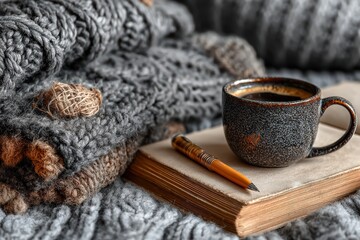 Fototapeta premium Cozy coffee and book scene