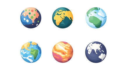 Digital illustration of a cartoon Earth with continents and clouds, rendered in a flat, colorful style.