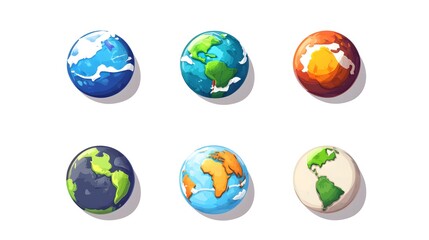 Digital illustration of a stylized globe with continents, oceans, and shading.