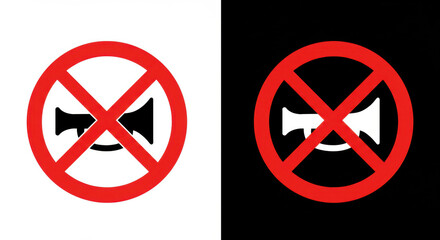 Fototapeta premium No Horn Signs – Red Circle Prohibition Symbols on White and Black Backgrounds