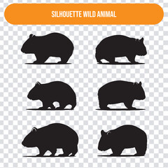 Wild Animal Silhouettes wombat