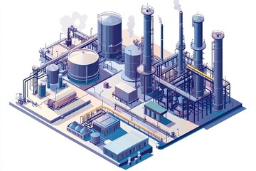 Industrial oil refinery vector illustration