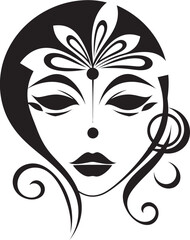 Woman Face Composed of Flowers Vector Black Icon Black Vector Icon of Woman Face with Floral Lines