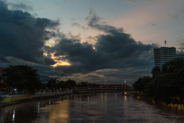 Fototapeta premium sunset over the river