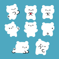 cute white polar tiny bear expression and pose