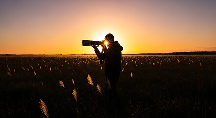 Photographer Taking Photos of the Sunset